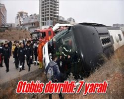 KIRIKKALE DE TERMİNAL ÇIKIŞINDA OTOBÜS DEVRİLDİ 7 YARALI VAR.